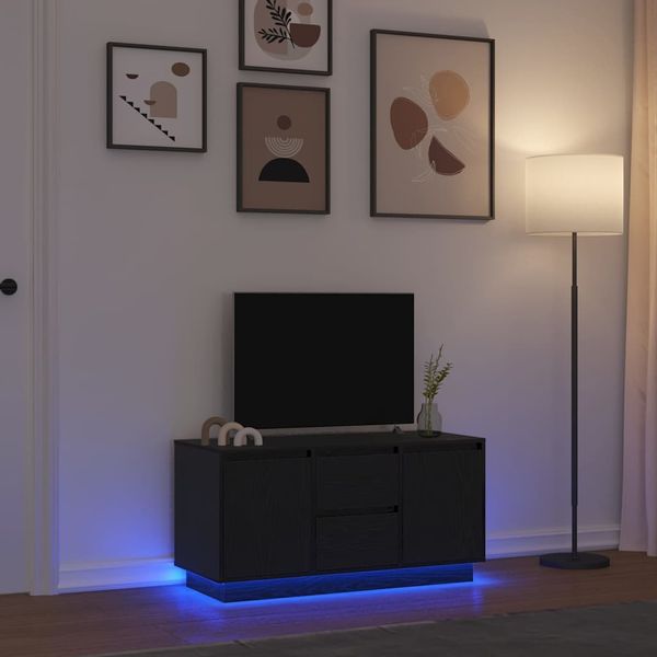 vidaXL TV-Schrank mit LED-Leuchten Schwarz Eichen-Optik 100x41x50 cm 861410