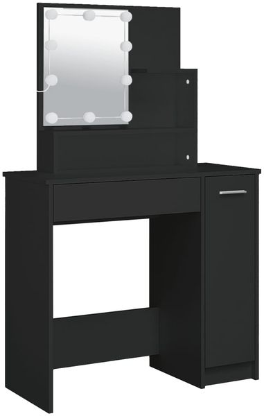 vidaXL Schminktisch mit LED Schwarz 86,5x35x136 cm 808811 Bild 7