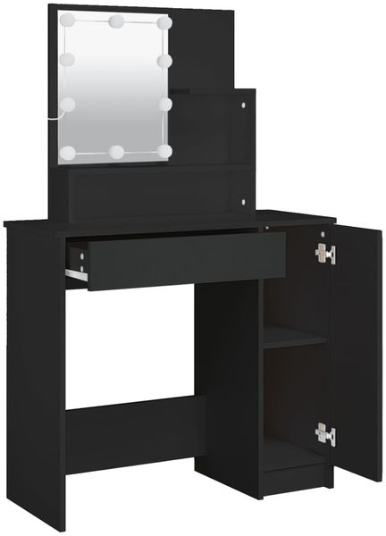 vidaXL Schminktisch mit LED Schwarz 86,5x35x136 cm 808811 Bild 8
