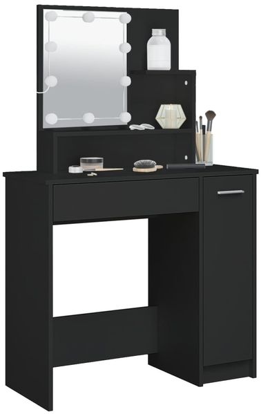 vidaXL Schminktisch mit LED Schwarz 86,5x35x136 cm 808811 Bild 5