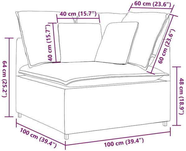 vidaXL Modulares Sofa Eckmodul mit Kissen Wolkengrau 100 cm 4104456 Bild 8