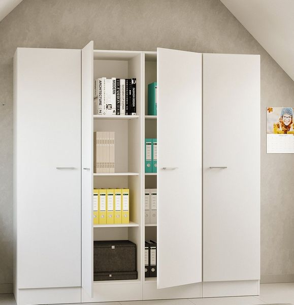 Flex-Well Mehrzweckschrank-Set LUCCA, 4-teilig, Büro, Ankleide, Küche oder Werkstatt., Breite 200 cm, (Komplett-Set, 4-St, bestehend aus: 4 Vorratsschränken mit jeweils 4 großen Fächern), Kombination aus 4 Vorratsschränken