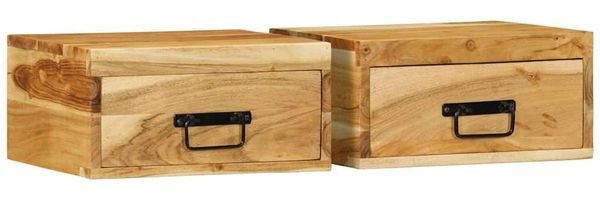 vidaXL Wand-Nachttische 2 Stk. Massivholz Akazie 4017457