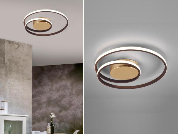 LED Deckenleuchte, dimmbar , Ring Design, rost, 39 cm, ZIBAL