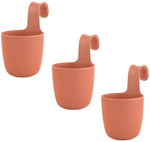 Engelland Blumentopf Blumentopf zum Hängen (Vorteils-Set, 3 St, Fassungsvermögen 2,3 Liter), UV-Beständig, Frostbeständig, Drainagesystem, ideal für Geländer/Zäune