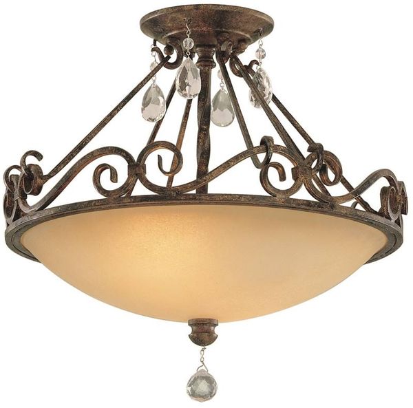 Feiss FE-CHATEAU-SF Deckenleuchte Chateau E27 60W Stahl, Glas; Bronze mokka B:39. 2cm Ø39. 2cm dimmbar
