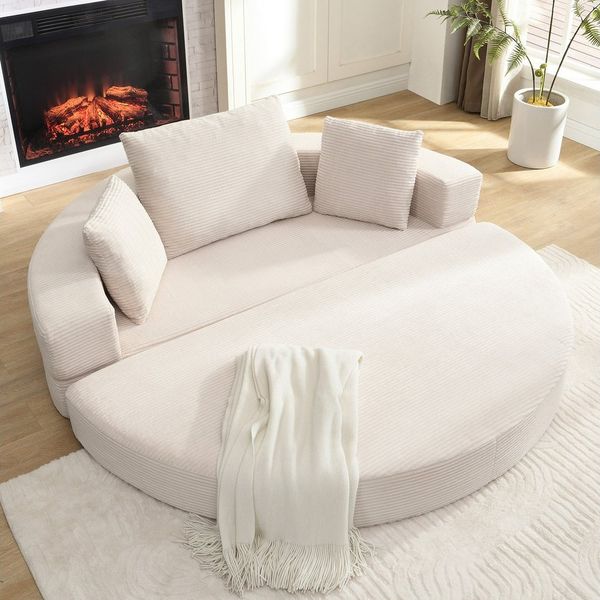 HAUSS SPOLE Schlafsofa aus Cordstoff,klappsofas mit schlaffunktion,klapsofabett mit Kissen, 2-in-1 Boden-Sofa, Schlafsofa mit rutschfester Unterseite, Multifunktionssofa Gästebett mit 3 Kissen