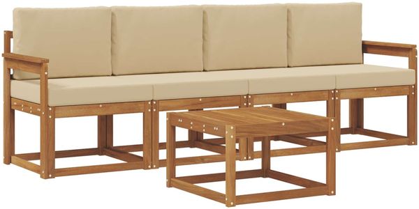 vidaXL Outdoor-Sofagarnitur mit Kissen 5 pcs Natur und Beige 3365966 Bild 2