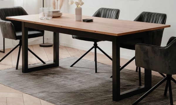 Furn. Design Esstisch Malta (Küchentisch in Artisan Eiche und Anthrazit, ausziehbar, 120 160 200 240 cm), Industrial Design