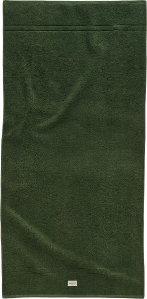 GANT Duschtuch - Premium Towel, Frottee, Bio-Baumwolle, Logo, uni Grün (Pine Green) 70x140cm