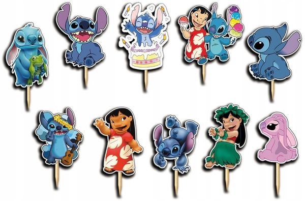 Festivalartikel Tortenstecker Lilo & Stitch Topper Set 10 Stk Geburstag Torten Deko Kuchen Junge