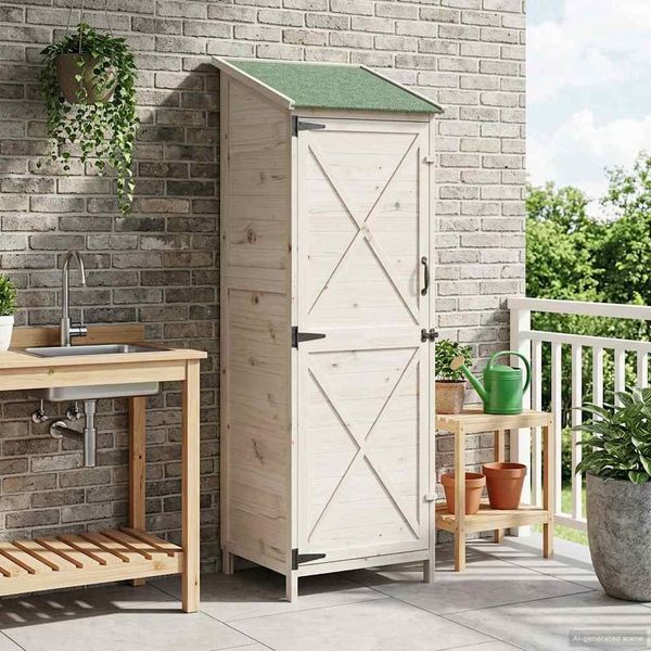 vidaXL Gartenschuppen Weiß 59,5 x 56 x 176,5 cm Massivholz aus Fichte 42033477