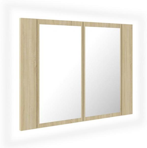 vidaXL LED-Bad-Spiegelschrank Sonoma-Eiche 60x12x45 cm Acryl 804959