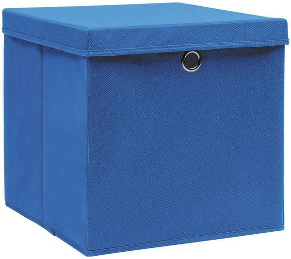 Aufbewahrungsboxen, faltbarer Korb mit Deckeln 10 Stk. Blau 32x32x32 cm Stoff