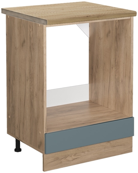 Herdumbauschrank R-Line Blau-Grau 60 cm , AP Eiche Vicco