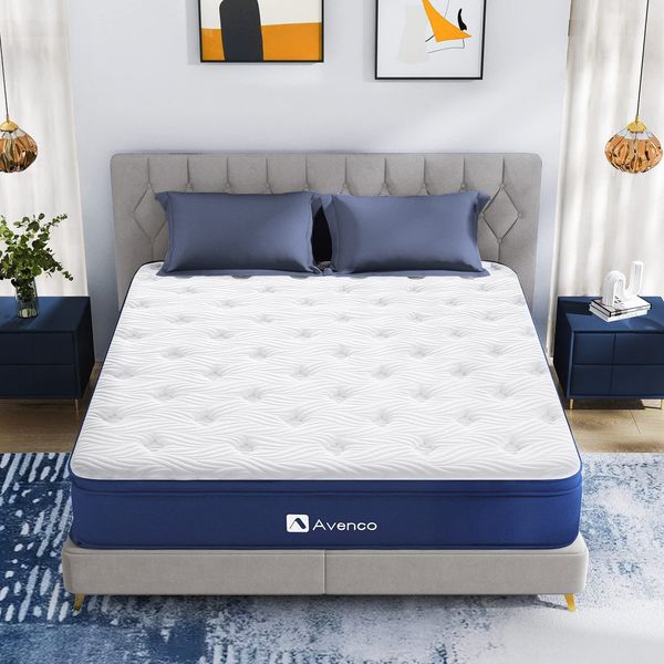 Avenco Einzelbett-Matratze, 90 x 190 x 18 cm, Bambusschaum und Feder-Hybrid-Matratze, 90 x 190 x 18 cm