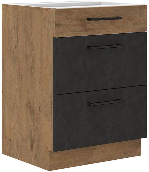 Vigo Unterschrank 60 cm Eiche Lancelot Matera Grau Vollauszug Soft-Close Küche