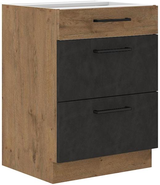 Vigo Unterschrank 60 cm Eiche Lancelot Matera Grau Vollauszug Soft-Close Küche