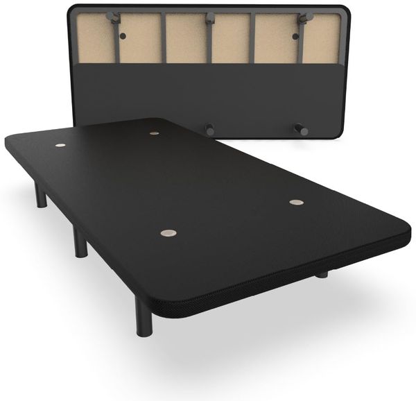 Nalui - Polsterbett 80x200 cm aus Stahl mit 6 Füßen Höhe 25 cm, hohe Stabilität mit 5 Querstangen, atmungsaktives 3D-Gewebe und 4 Belüftungsventile, Schwarz