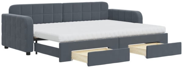 vidaXL Tagesbett Ausziehbar mit Schubladen Dunkelgrau 80x200 cm Samt 3196995