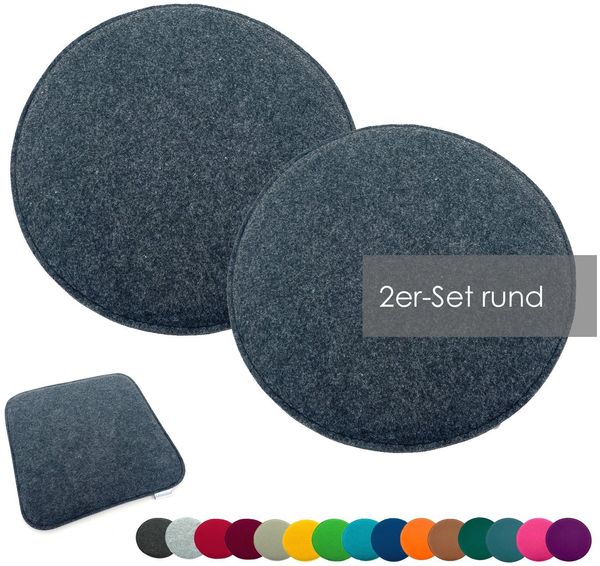 heimtexland Â® Sitzkissen Set Filz Stuhlkissen Stuhlauflage Filzkissen Stuhl Polster Kissen Typ631 2er Set 35 cm Rund Anthrazit