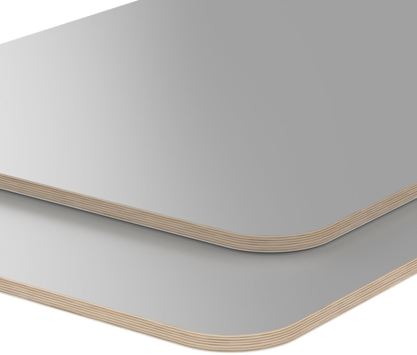 Multiplexplatte Holzplatte Tischplatte Birke melaminbeschichtet grau Eckenradius 100 mm - Größe 60 x 30 cm - Höhe 1,8 cm - Farbe grau Bild 2