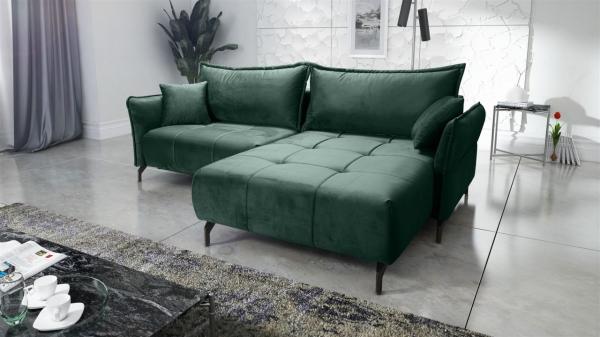 Ecksofa Schlafsofa Sofa VICTORIA Stoff Element Dunkelgrün Ottomane Rechts