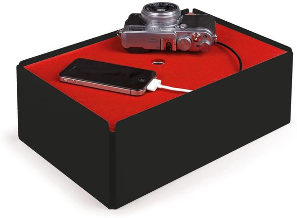 Kabelbox CHARGE-BOX schwarz Filz rot