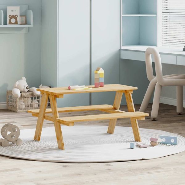 vidaXL Kindertisch mit Bänken IRUN 90x79,5x50 cm Massivholz 42000163