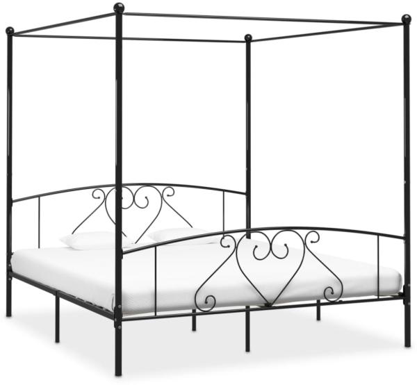 Himmelbett-Gestell aus Metall schwarz, 180 x 200 cm