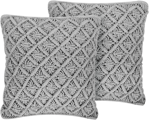 Kissen 2er Set Geometrisches Muster KIZKALESI Baumwolle 45 x 40 cm Grau