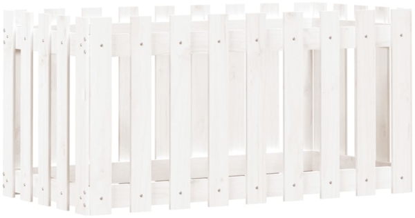 vidaXL Hochbeet Lattenzaun-Design Weiß 100x50x50 cm Massivholz Kiefer 832478