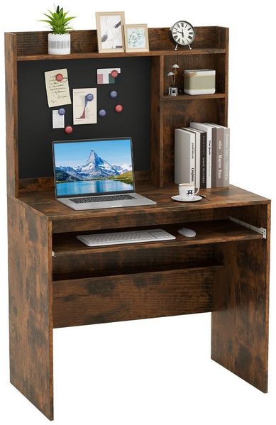 COSTWAY Schreibtisch, mit magnetischer Pinnwand & Aufsatz 89 x 50 x 138 cm weiß