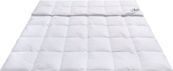 OBB Daunenbettdecke + Kopfkissen Edition 125 Jahre, Bettendeckenset 2teilig, für Sommer oder Winter, Füllung: Bettdecke: 90% Daunen, 10% Federn, Kopfkissen: 90% Federn, 10% Daunen, Bezug: 100% Baumwolle, Decke mit Kissen 135x200 oder 155x220 cm, Made i...