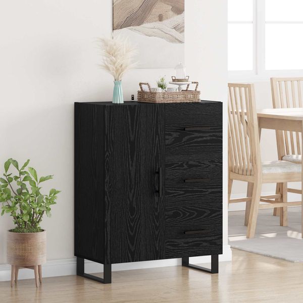 vidaXL Sideboard mit Schubladen Schwarz Eichen-Optik 69,5 x 34 x 90 cm 881542