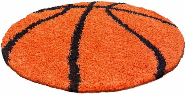 Ayyildiz Teppiche Kinderteppich Fun 6002, rund, Höhe: 30 mm, Motiv Basketball, Kinder- und Jugendzimmer