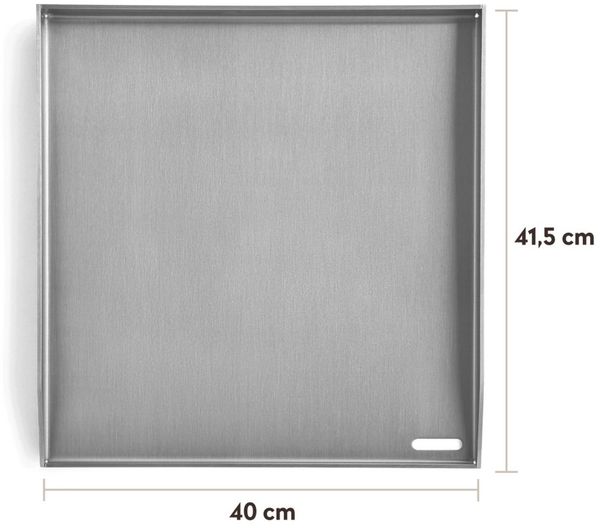 BURNHARD® Grillrost Plancha Grillplatte Edelstahl FRED 41,5 x 40 x 3,5 cm