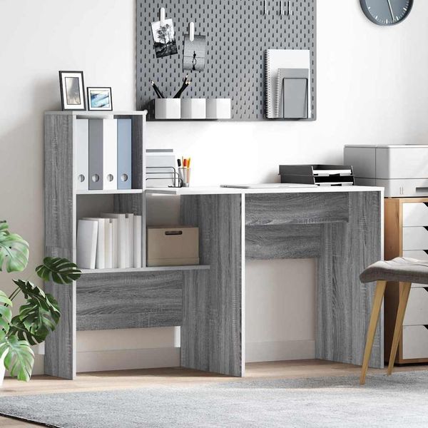 vidaXL Schreibtisch Graues Sonoma 131,5 x 50 x 106,5 cm Holzwerkstoff 869303