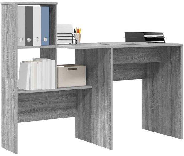 vidaXL Schreibtisch Graues Sonoma 131,5 x 50 x 106,5 cm Holzwerkstoff 869303 Bild 3