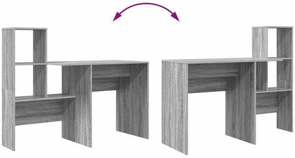 vidaXL Schreibtisch Graues Sonoma 131,5 x 50 x 106,5 cm Holzwerkstoff 869303 Bild 9