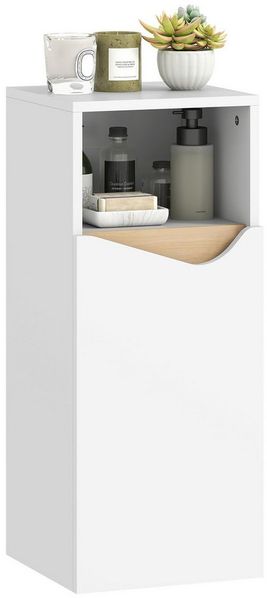 HOMCOM Badkommode mit Verstellbaren Ablagen, offenem Fach, Soft-Close-Tür (Toilettenschrank, 1 St, 1 Badezimmerschrank), Schmal, Soft-Close-Tür, verstellbare Einlegeböden