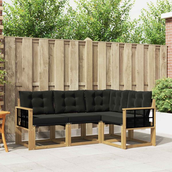 vidaXL Outdoor-Sofagarnitur mit Kissen 4 pcs Weiß und Schwarz 3389434