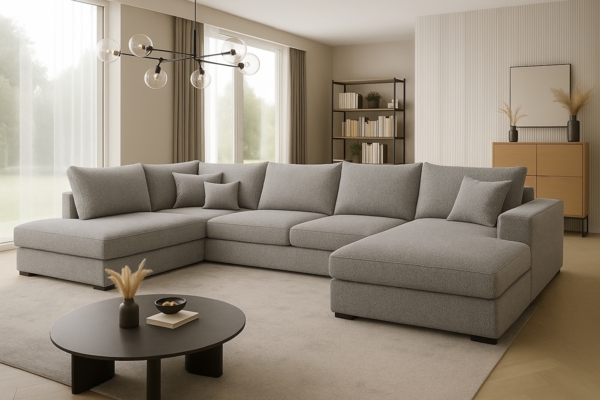 Ecksofa FABIO 328x182 cm mit Schlaffunktion, Bonellfederkern und Bettkasten