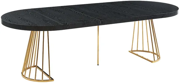 Vente-unique - Esstisch ausziehbar - 2 bis 12 Personen - MDF & Stahl - Schwarz & Goldfarben - FIRELA