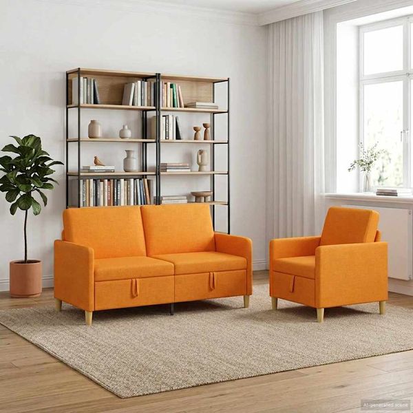 vidaXL Sofa Set mit Stauraum 2 pcs Dunkelgelb Polyester 3429185