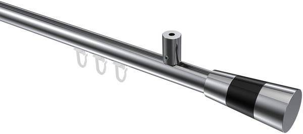 Innenlauf-Gardinenstangen-Set Sonius Tanara 140 cm, 1-läufig, 20 mm Ø Chrom