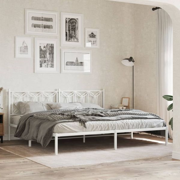 vidaXL Bettgestell mit Kopfteil Metall Weiß 200x200 cm 376184