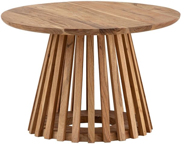 FINEBUY Couchtisch FB108494 Akazie Massivholz rund 60 cm Wohnzimmertisch Lamellenfuß (60x60x40 cm Sofatisch Akazie Massivholz Hellbraun), Wohnzimmertisch Rund, Kaffeetisch Modern Bild 6