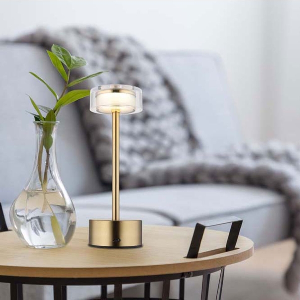 LED Tischleuchte, messing rauch, Touchdimmer, H 23,5 cm Bild 5