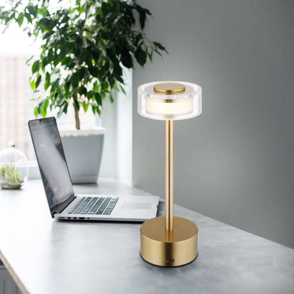 LED Tischleuchte, messing rauch, Touchdimmer, H 23,5 cm Bild 4